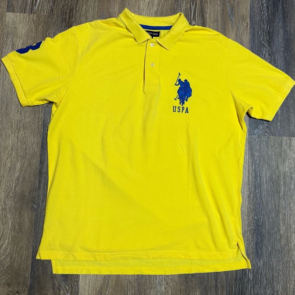 US Polo Assn Shirt Mens Big Pony Number 3 Yellow Short Sleeve X-Large.